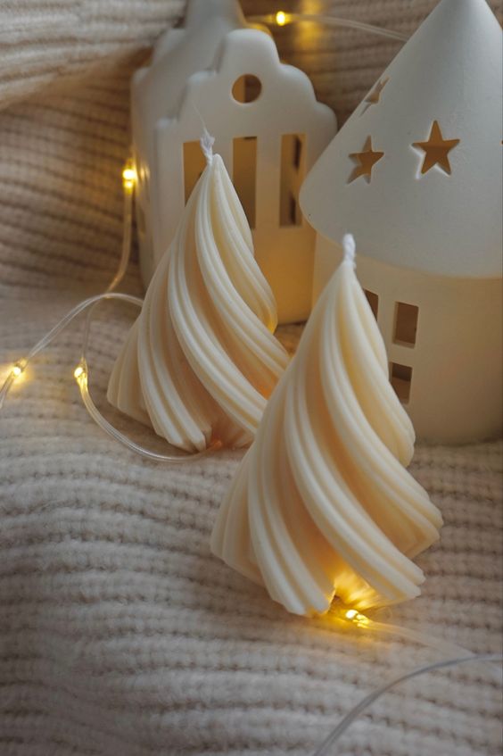 Decorative Cone Candles, Set of 3, Red and White