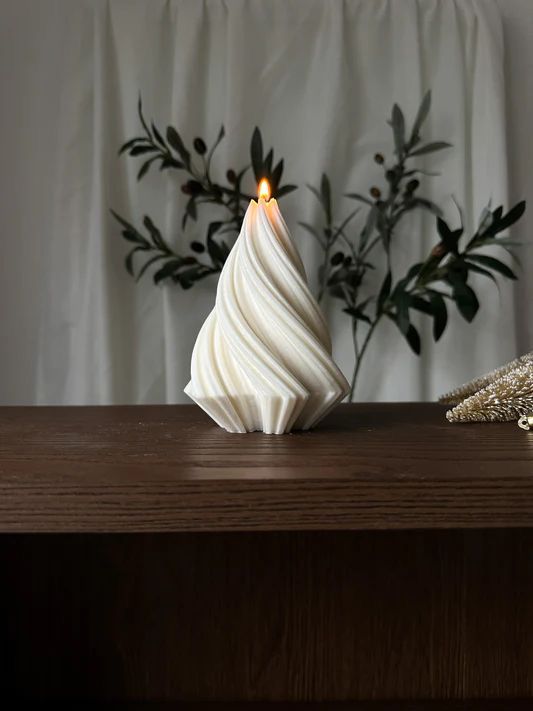 Decorative Cone Candles, Set of 3, Red and White