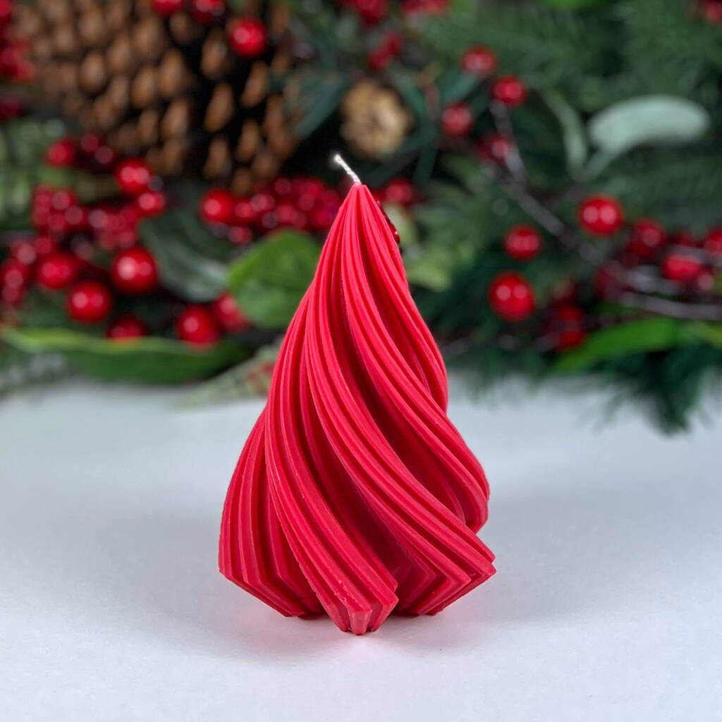 Decorative Cone Candles, Set of 3, Red and White