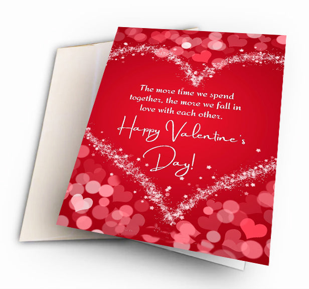 Valentine's Day Greeting Card with Red Hearts and Love Quote, 22 x 14 cm