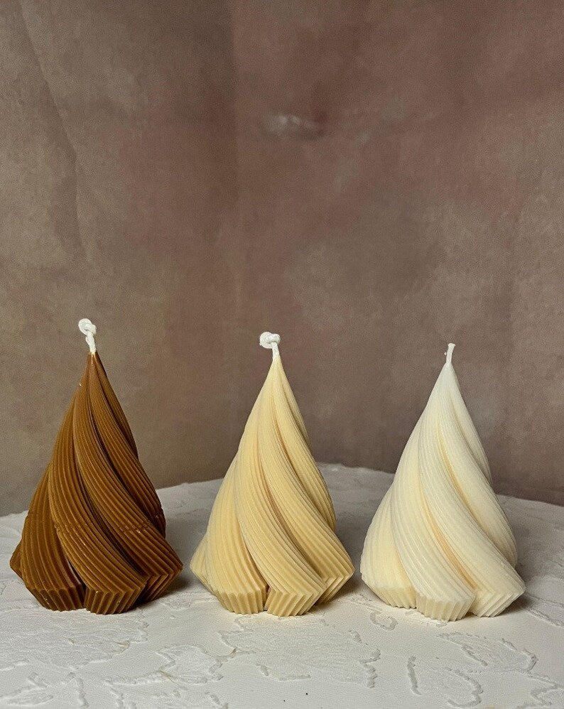 Christmas White Cone Candle Set