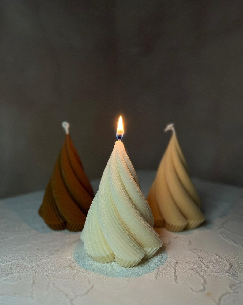 Christmas White Cone Candle Set