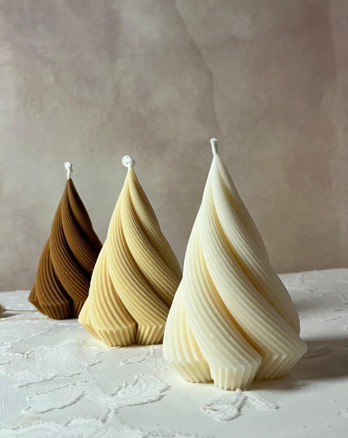 Christmas White Cone Candle Set