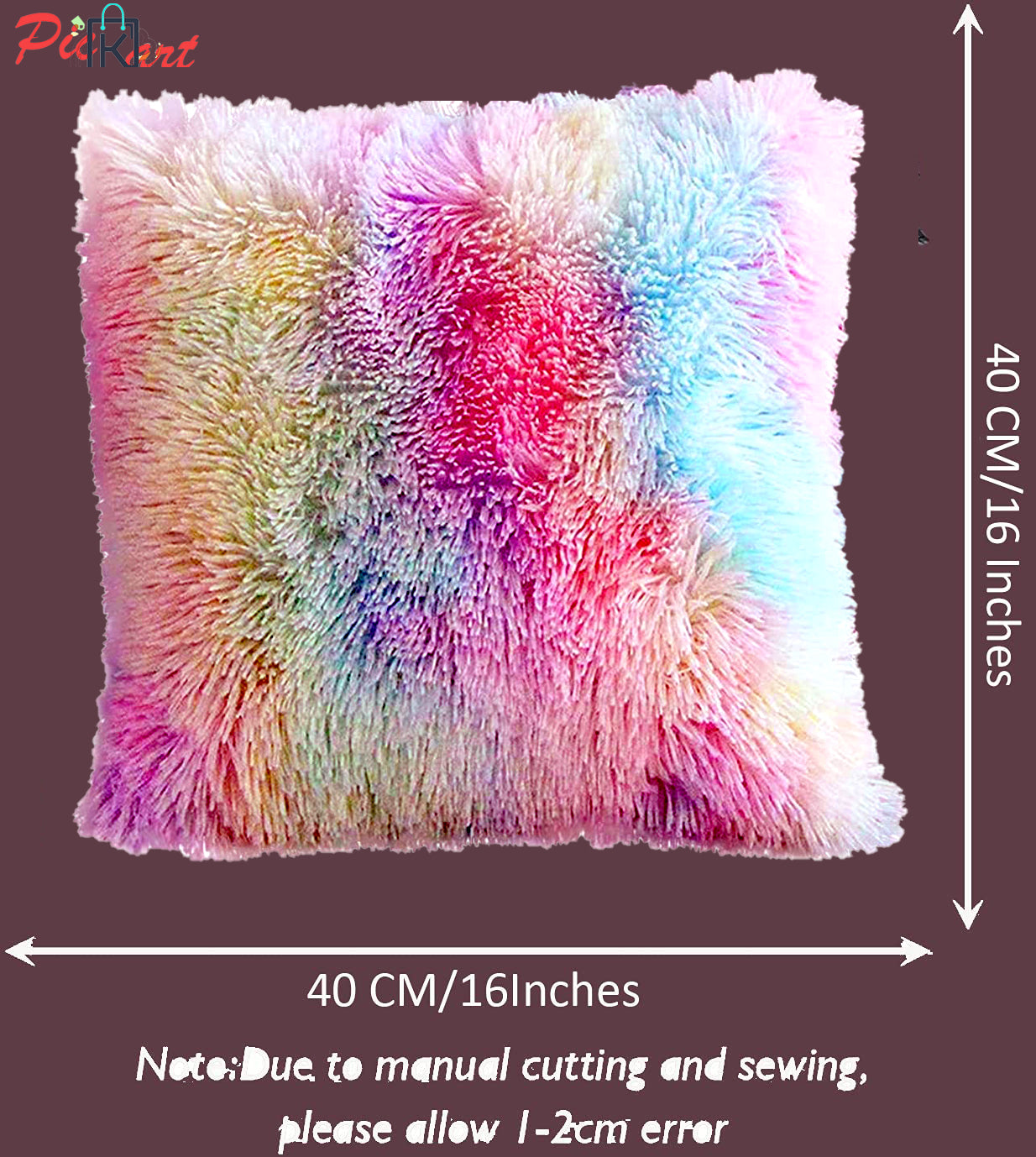 Fur Cushion Covers - Rainbow (16x16)Inches