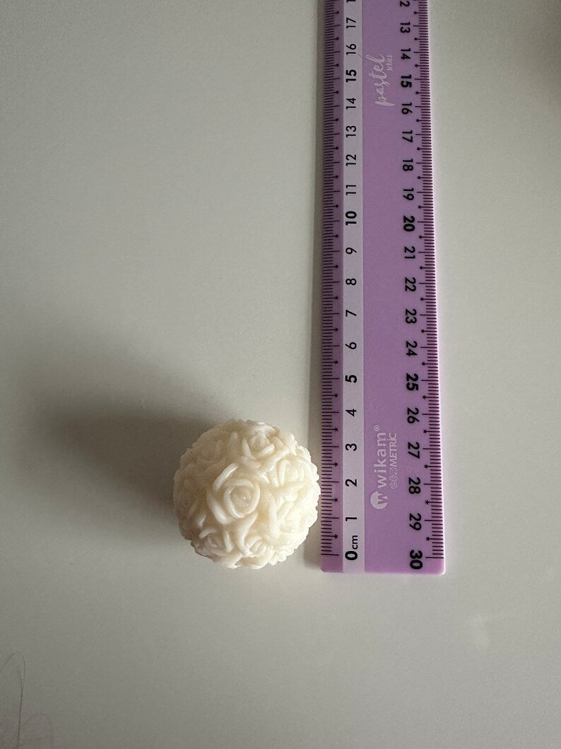 Handmade Soy Wax Rose Ball Candles Set of 3, Decorative Candles for Home and Office (Mini Rose Ball)