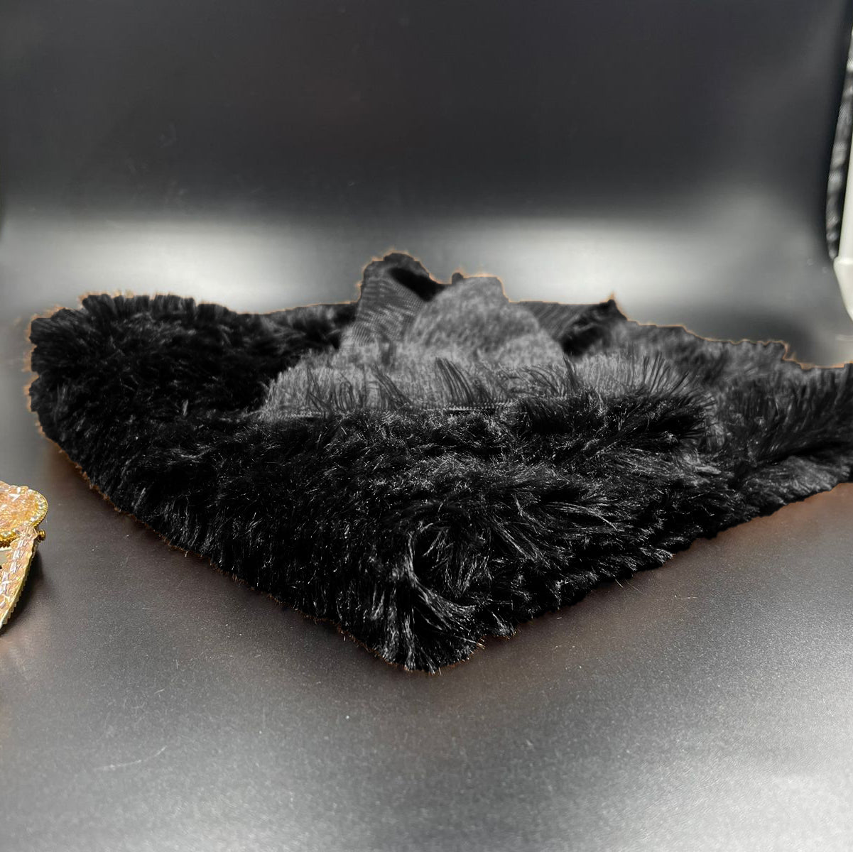 Black Fur Fabric - 1 Meter