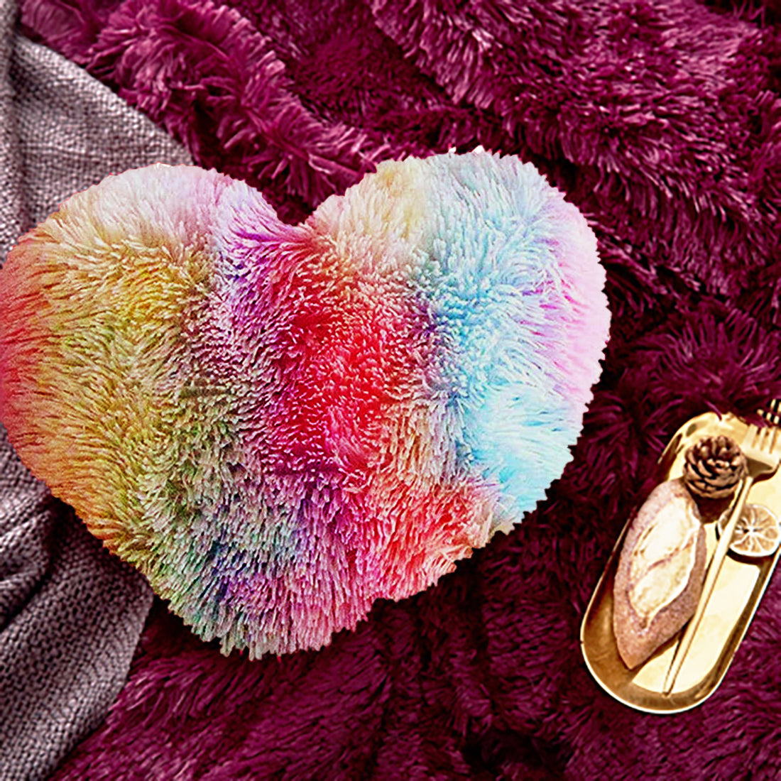Heart Shaped Plush Living Room Pillows, Soft and Cozy