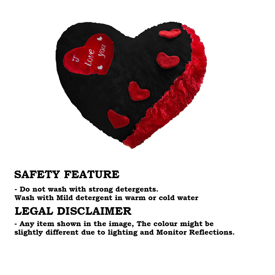 Love Cushion Pillow (Heart Shape) (Black)