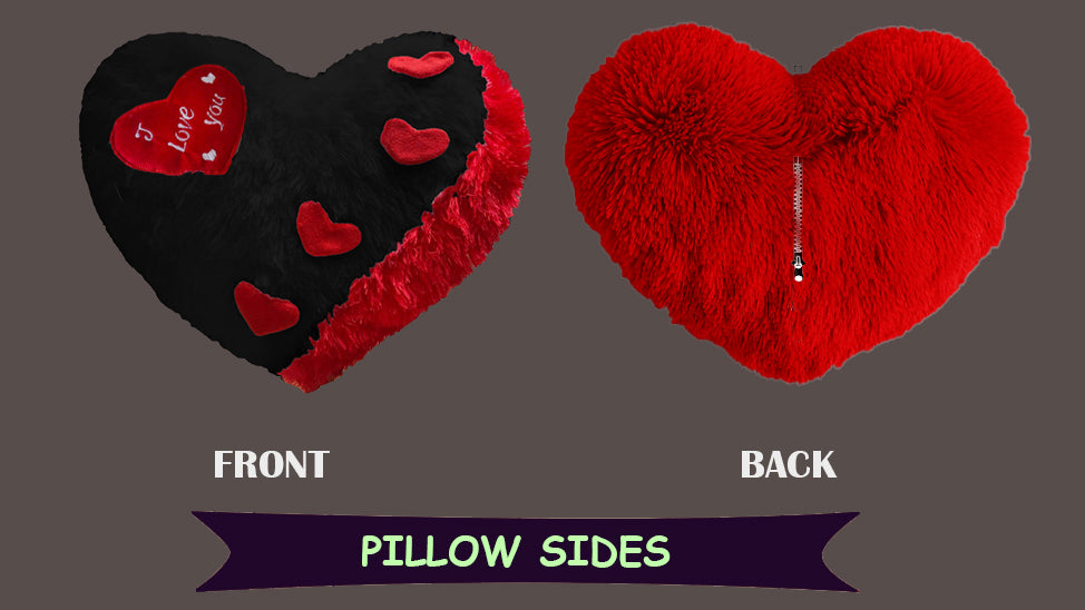 Love Cushion Pillow (Heart Shape) (Black)