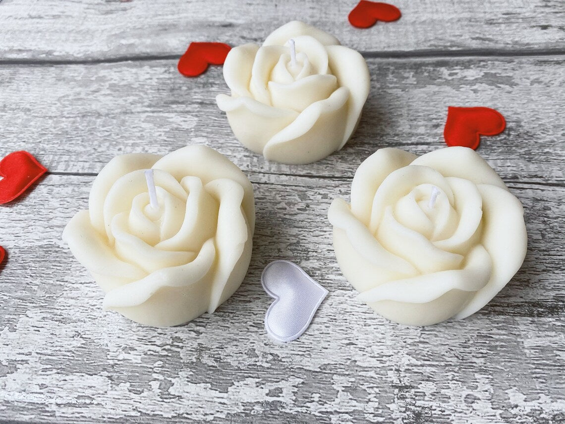 Rose Flower Set of 5 Mini candles