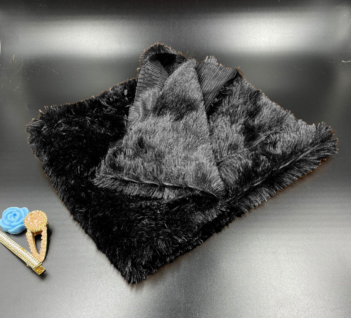 Black Fur Fabric - 1 Meter