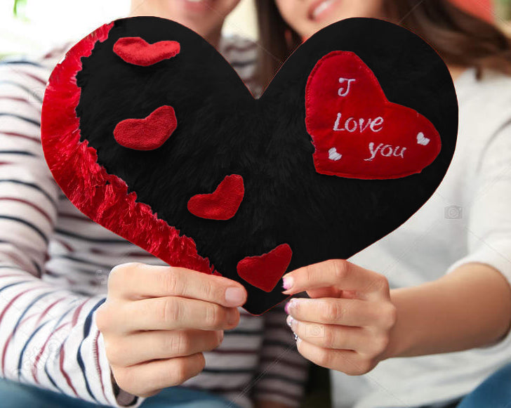 Love Cushion Pillow (Heart Shape) (Black)
