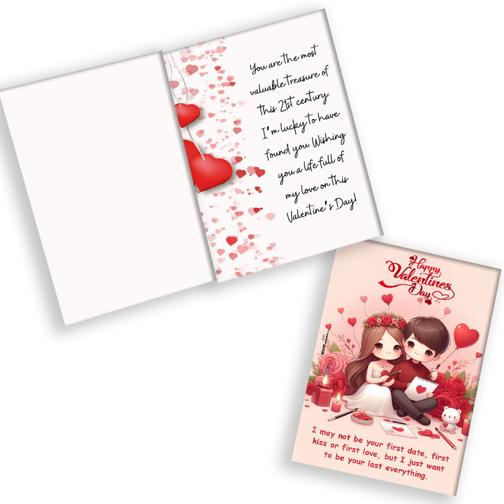 Valentine's Day Greeting Card, 14 cm x 22 cm, Red, Brown
