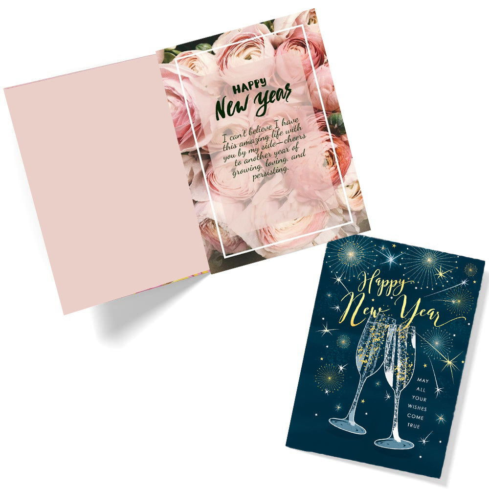 Happy New Year Welcome Greeting Card, 14 x 22 cm (Blue)