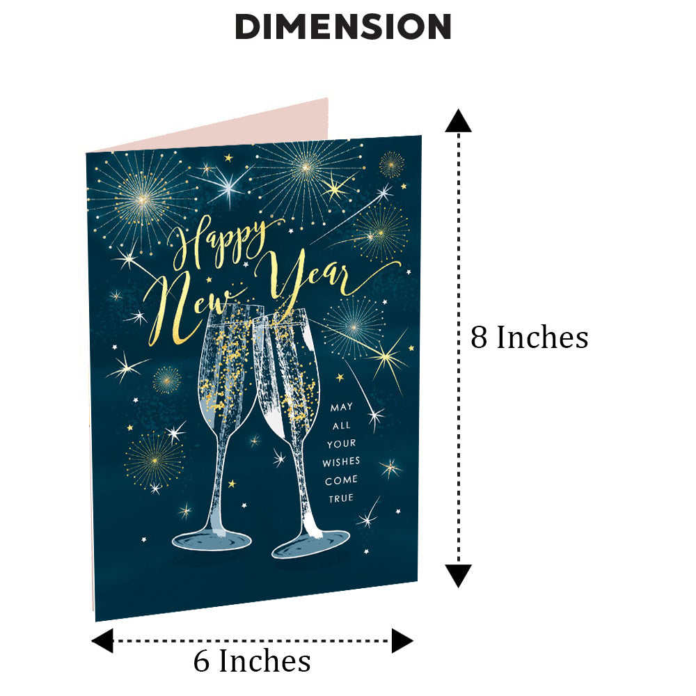 Happy New Year Welcome Greeting Card, 14 x 22 cm (Blue)