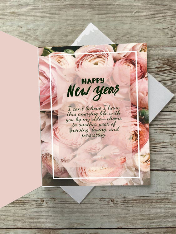 Happy New Year Welcome Greeting Card, 14 x 22 cm (Blue)