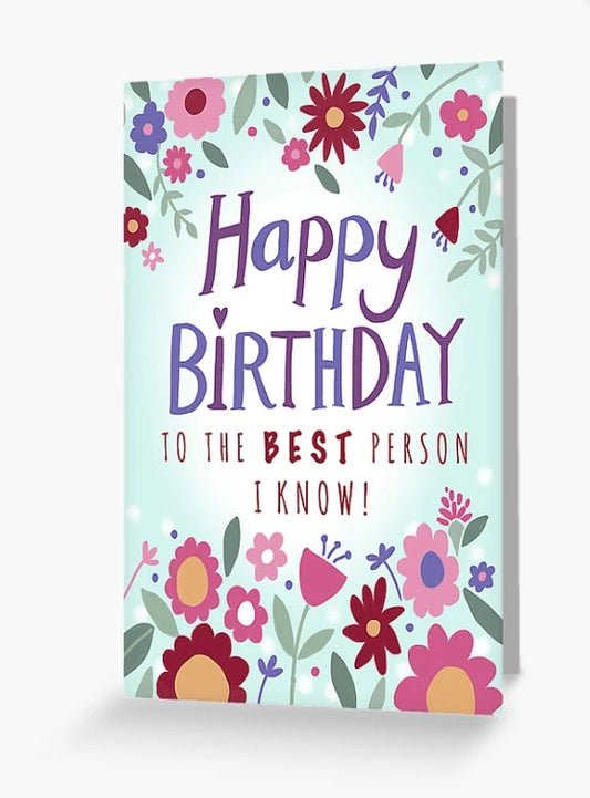 Floral Birthday Card with Rose Design,  Greeting Card with Envelopes