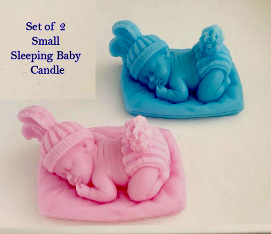 Set of 2 Candle - Scented Candle for Baby Shower - Announcement of Baby Arrival, Sleeping Baby Candle | 100% Soy Wax 35gm Each - Jasmine Fragrance