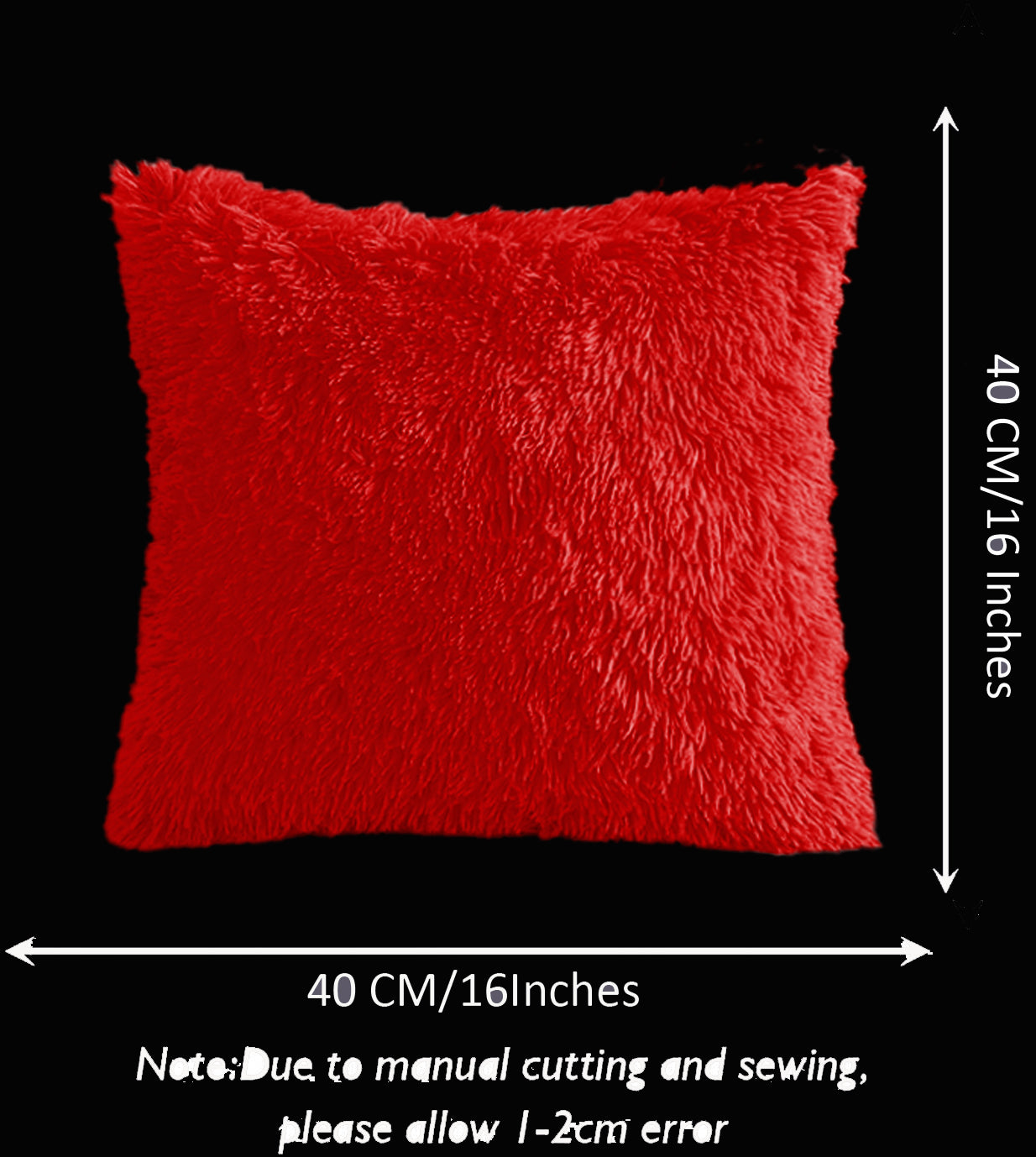 Fur Cushion Covers Set of 3 - Red Black Coffee, Size- 16x16 Inches