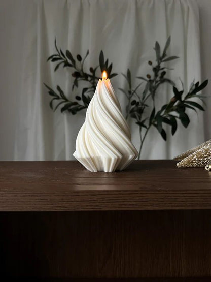 Decorative Cone Candles, Set of 3, Red and White
