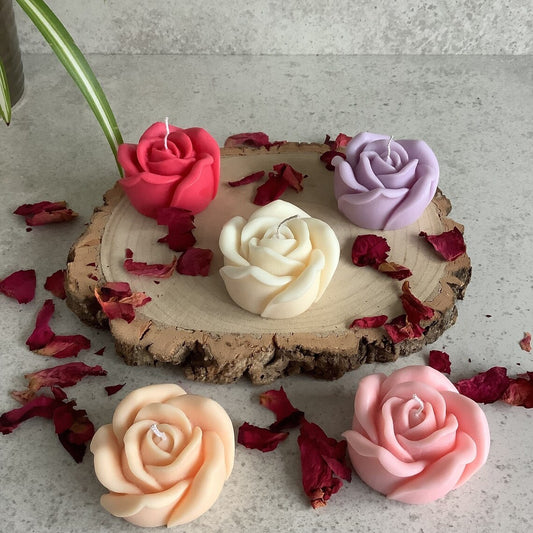 Rose Flower Set of 5 Mini candles