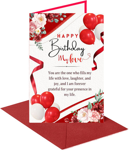 Happy Birthday to you My Love Greeting Card - Red & White
