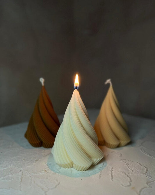 Christmas White Cone Candle Set