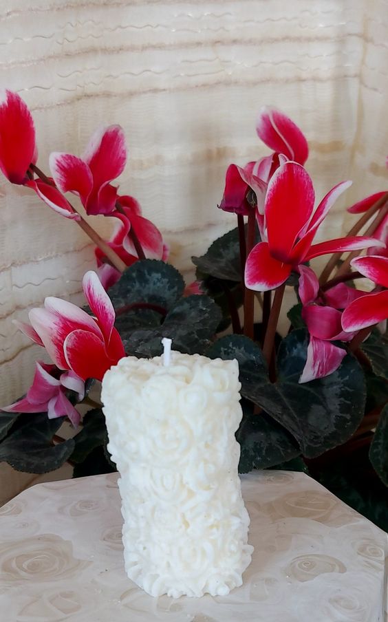 PICKKART Set of 2 Rose Pillar Scented Candle - Love Candle Set - Candle Gift Set