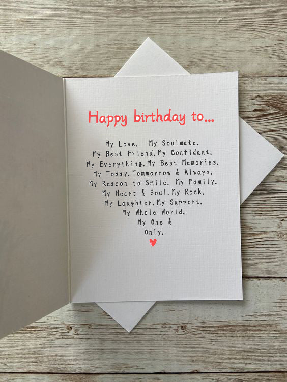 Happy Birthday to you My Love Greeting Card - Red & White
