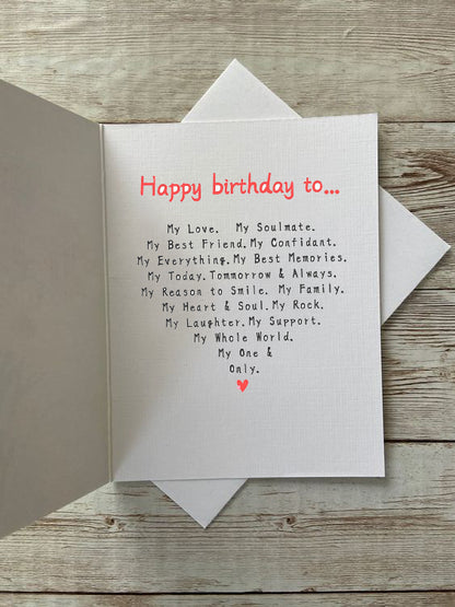 Happy Birthday to you My Love Greeting Card - Red & White