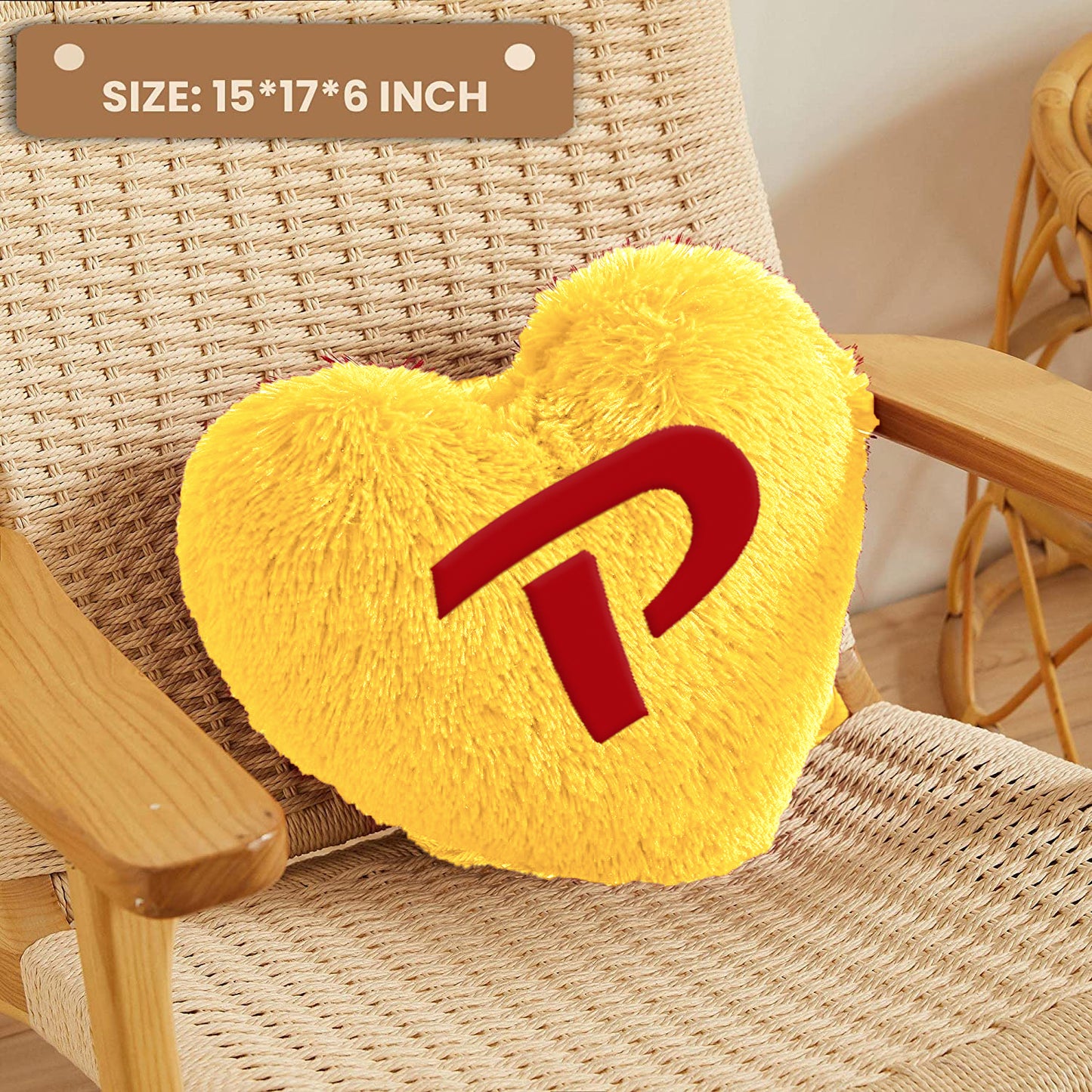 Small Heart Shape P Letter Pillow