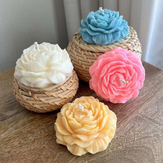 Set of 4 Peony Flower Candles