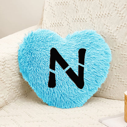 Heart Shape N Letter Pillow - Blue