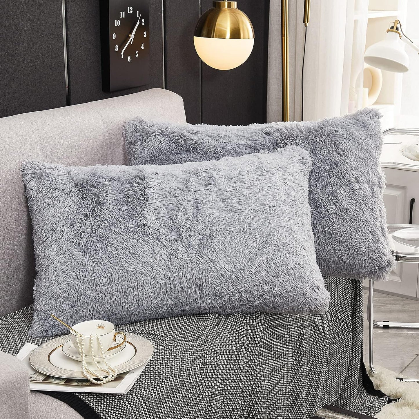 Bed Pillow Set of 2 - Grey (18x12 Inches)
