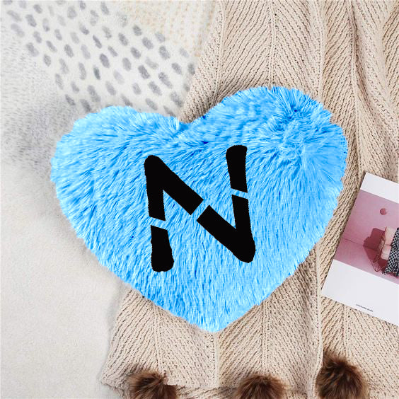 Heart Shape N Letter Pillow - Blue