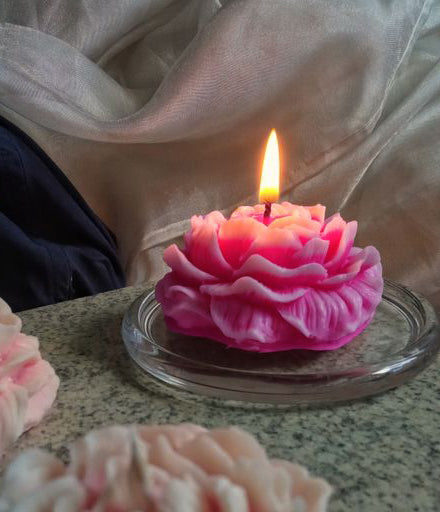 Decorative Pink Flower Candle on , 5 cm Diameter