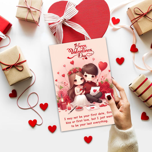 Valentine's Day Greeting Card, 14 cm x 22 cm, Red, Brown