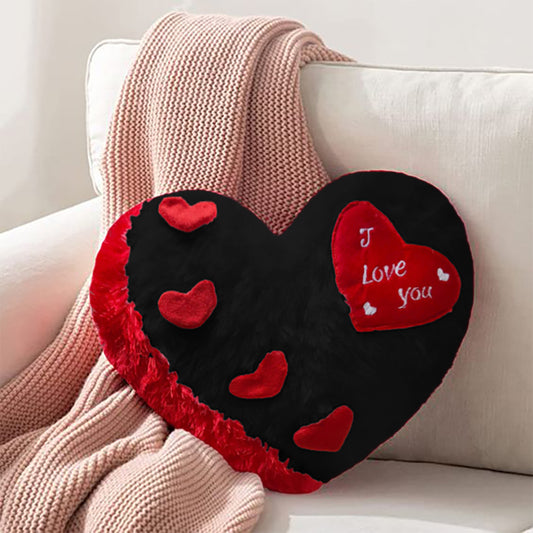 Love Cushion Pillow (Heart Shape) (Black)